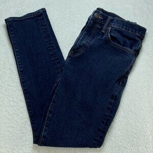 J Crew Jeans Mens Sz 32 Blue Flex Stretch Mid Rise Skinny Leg Dark Wash 31x29